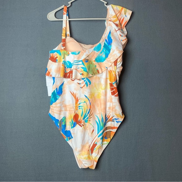 NEW LYSA PLUS Size Women Sonia one piece One-Shoulder Tropical Print Swimsuit - Picture 6 of 11